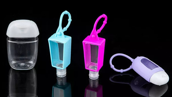 La catena chiave vuota della manica del silicone dell'animale domestico 30Ml imbottiglia liscio per la mano Santizer