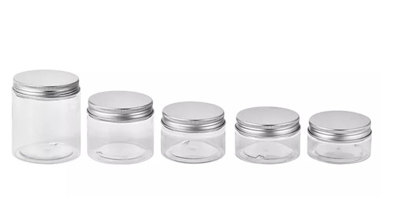 La plastica cosmetica dell'ANIMALE DOMESTICO dell'ampia bocca del commestibile stona 80ml con il coperchio d'argento di alluminio
